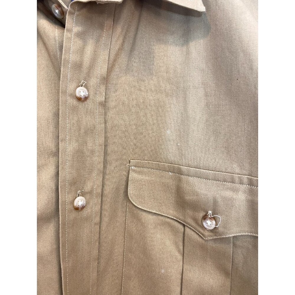 VTG Ralph Lauren Ladies Rough Wear Blouse 80s Khaki Button Front Cotton Size 6 - Picture 4 of 12